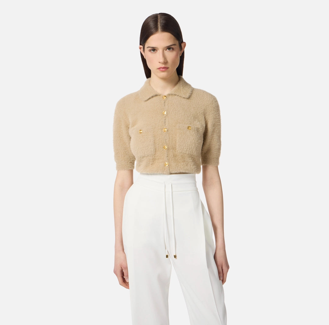 Mini cardigan in maglia con bottoni gioiello MK53T57E2 Elisabetta Franchi