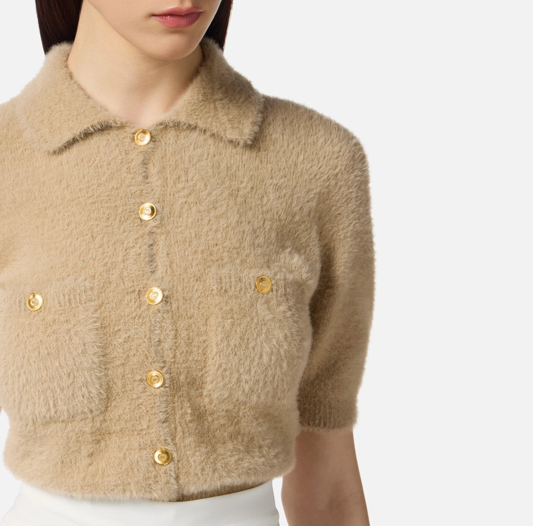 Mini cardigan in maglia con bottoni gioiello MK53T57E2 Elisabetta Franchi