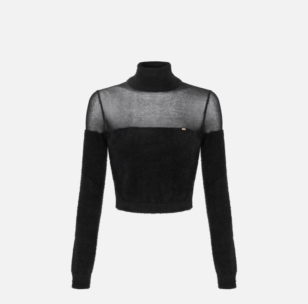 Dolcevita in maglia con logo gioiello MK54T57E2 Elisabetta Franchi