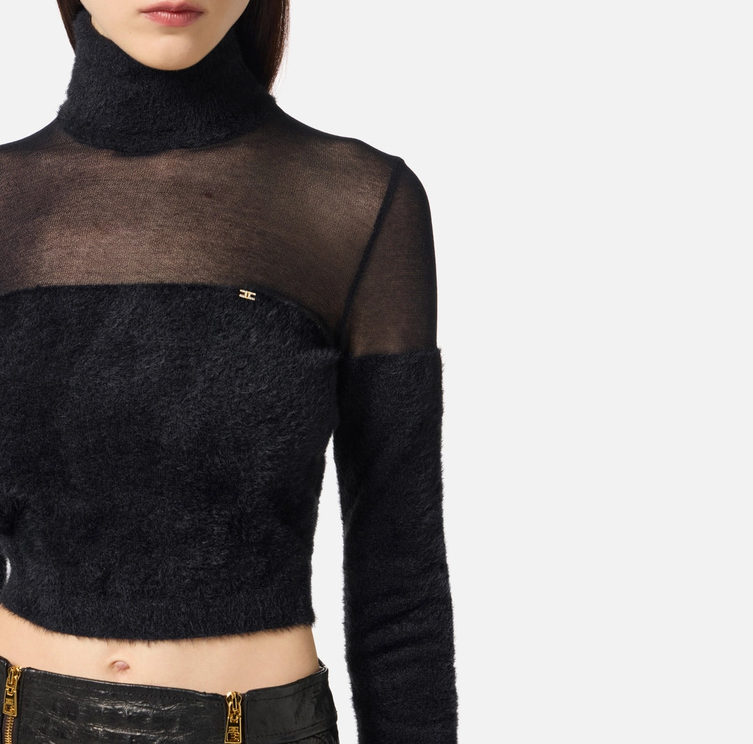 Dolcevita in maglia con logo gioiello MK54T57E2 Elisabetta Franchi