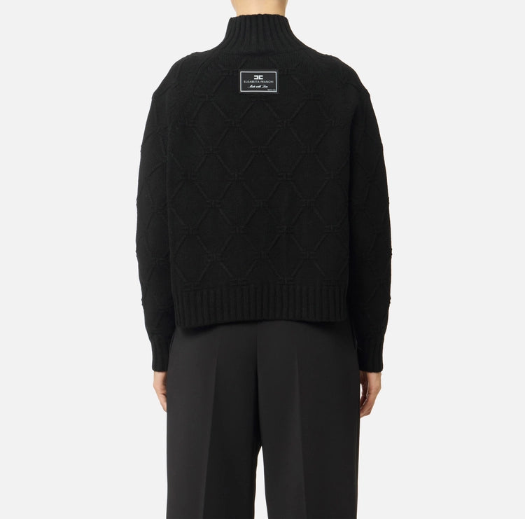 Pullover in maglia con losanghe jacquard MK55T57E2 Elisabetta Franchi