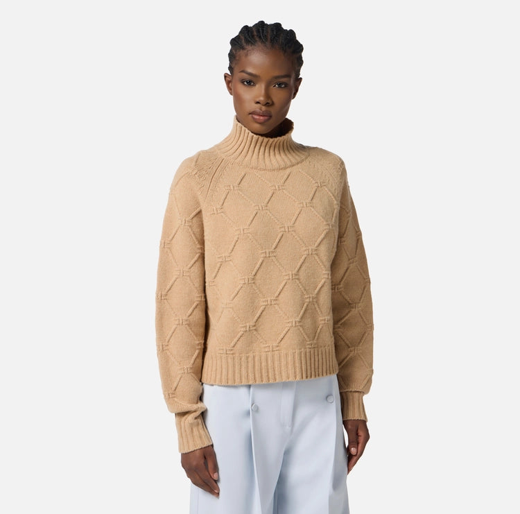 Pullover in maglia con losanghe jacquard MK55T57E2 Elisabetta Franchi