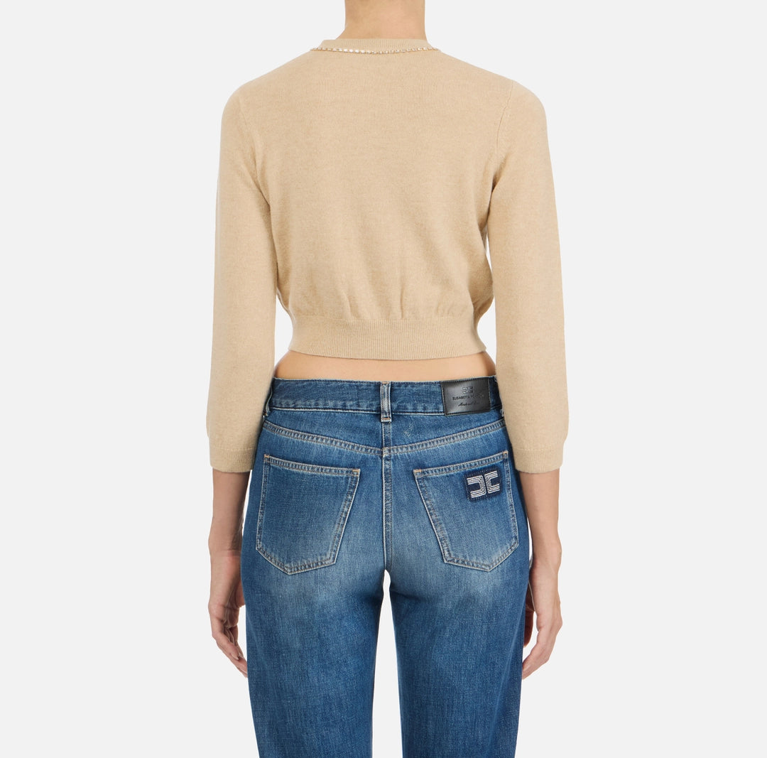 Cardigan in lana e cachemire con strass MK77S57E3 Elisabetta Franchi