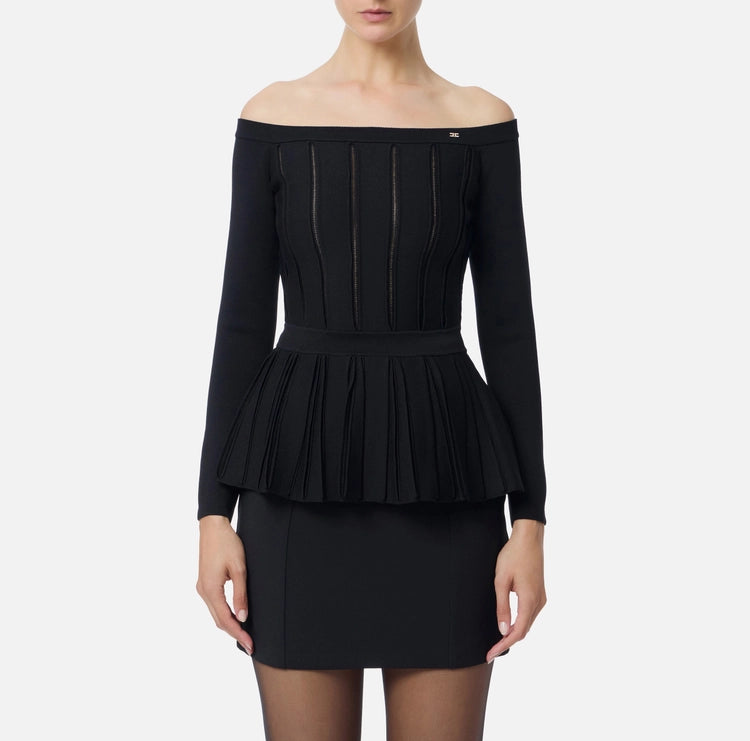 Top in maglia di viscosa con baschina MK92S56E2 Elisabetta Franchi