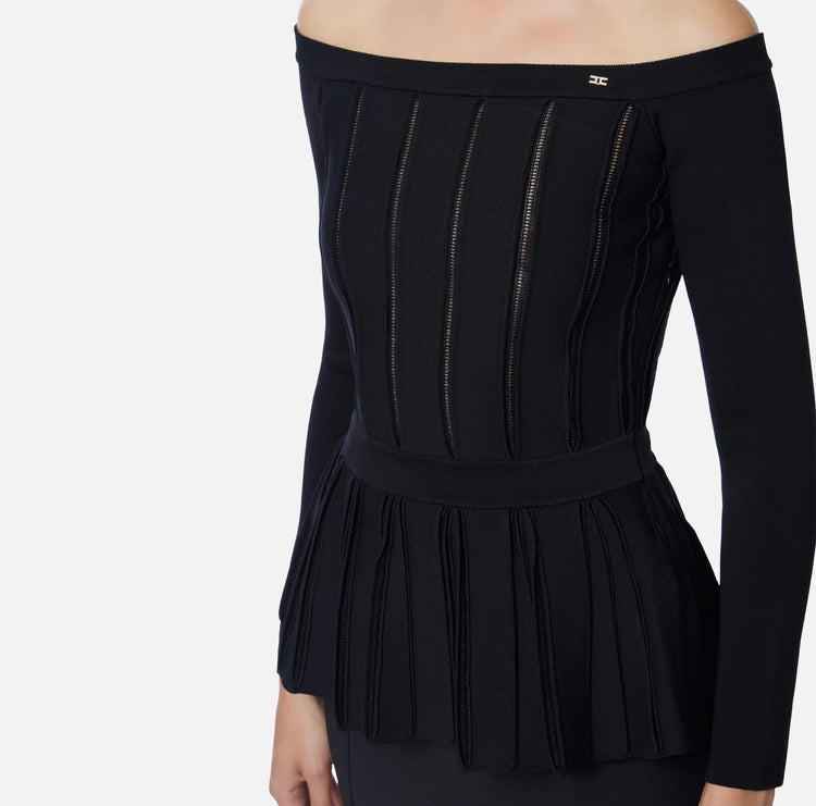 Top in maglia di viscosa con baschina MK92S56E2 Elisabetta Franchi
