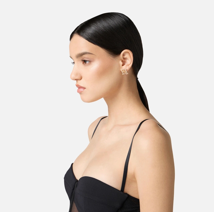 Orecchini con doppio logo OR02A56E2 Elisabetta Franchi