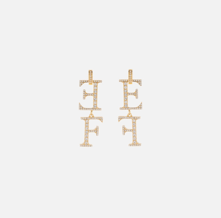 Orecchini in ottone con logo pendente OR17K52E2 Elisabetta Franchi