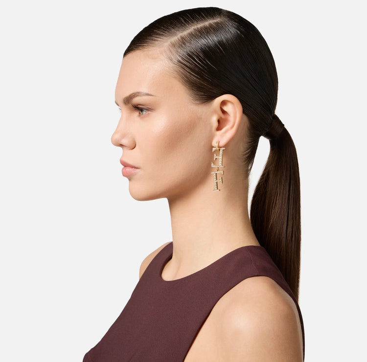 Orecchini in ottone con logo pendente OR17K52E2 Elisabetta Franchi