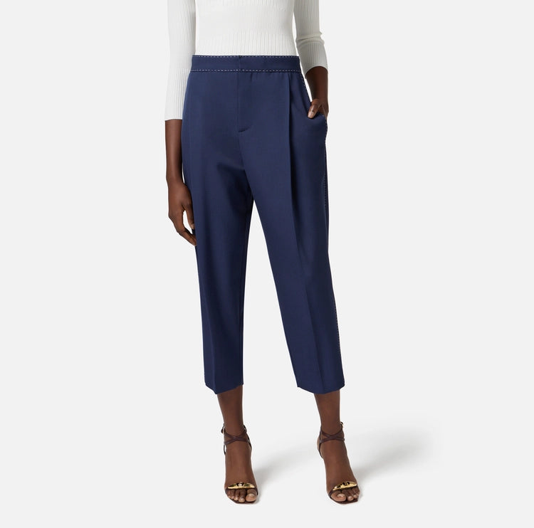 Pantaloni in fresco lana con impunture a contrasto PA06051E2 Elisabetta Franchi