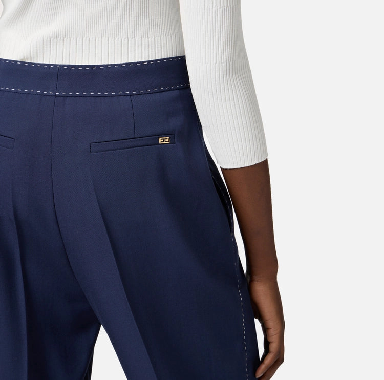 Pantaloni in fresco lana con impunture a contrasto PA06051E2 Elisabetta Franchi