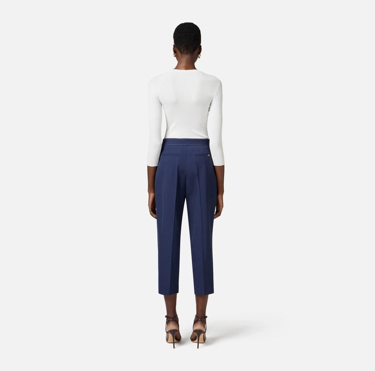 Pantaloni in fresco lana con impunture a contrasto PA06051E2 Elisabetta Franchi