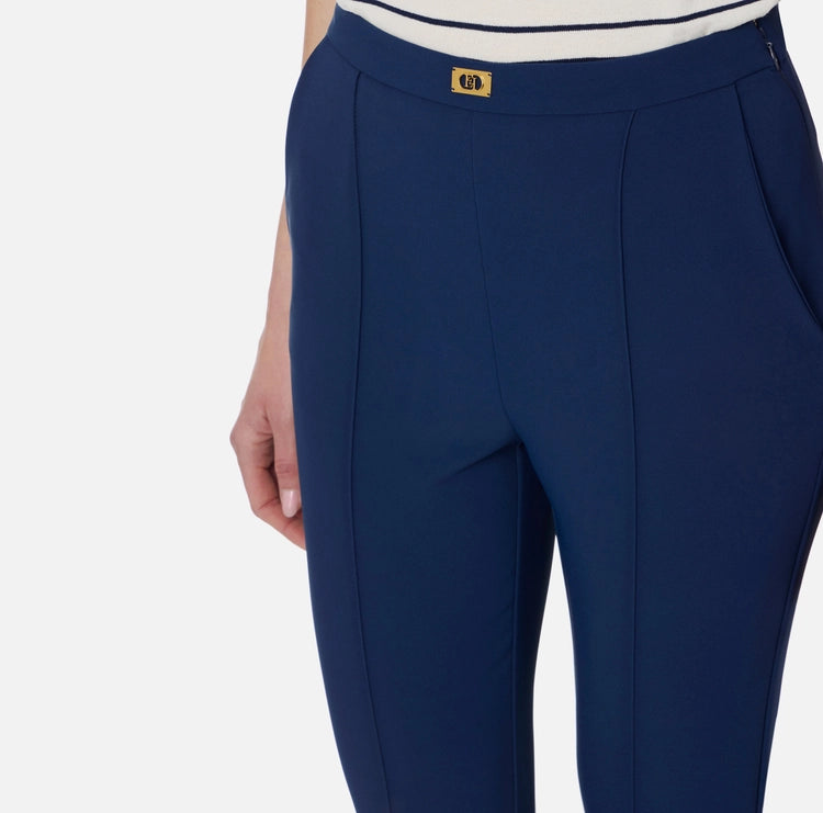 Pantaloni in crêpe con tasche e placca logo PA07651E2 Elisabetta Franchi