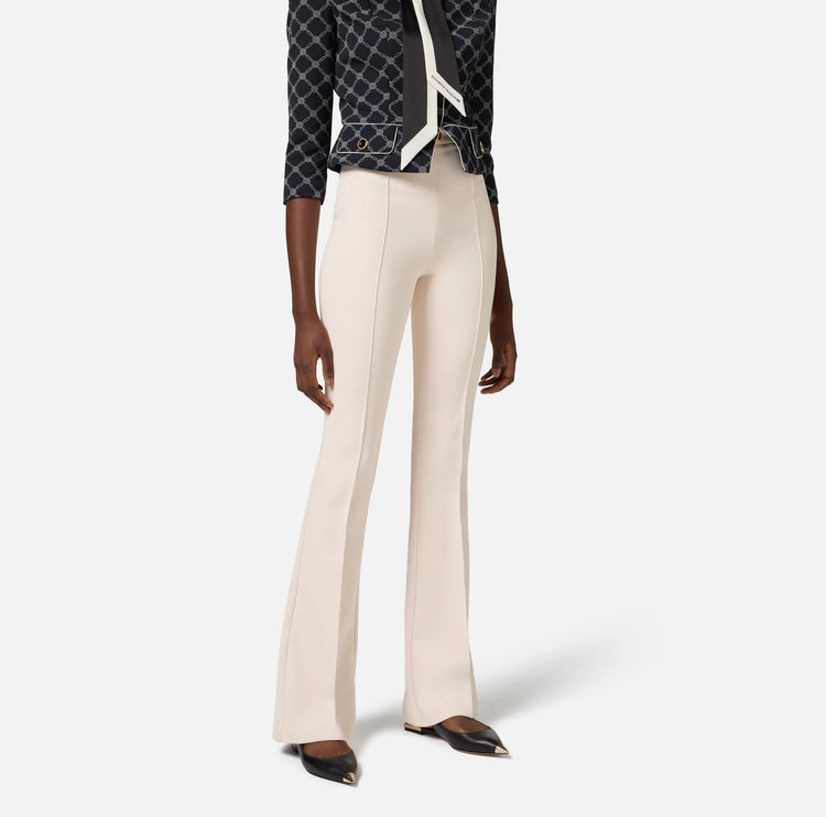 Pantaloni a zampa in crêpe con placca logo PA07951E2 Elisabetta Franchi