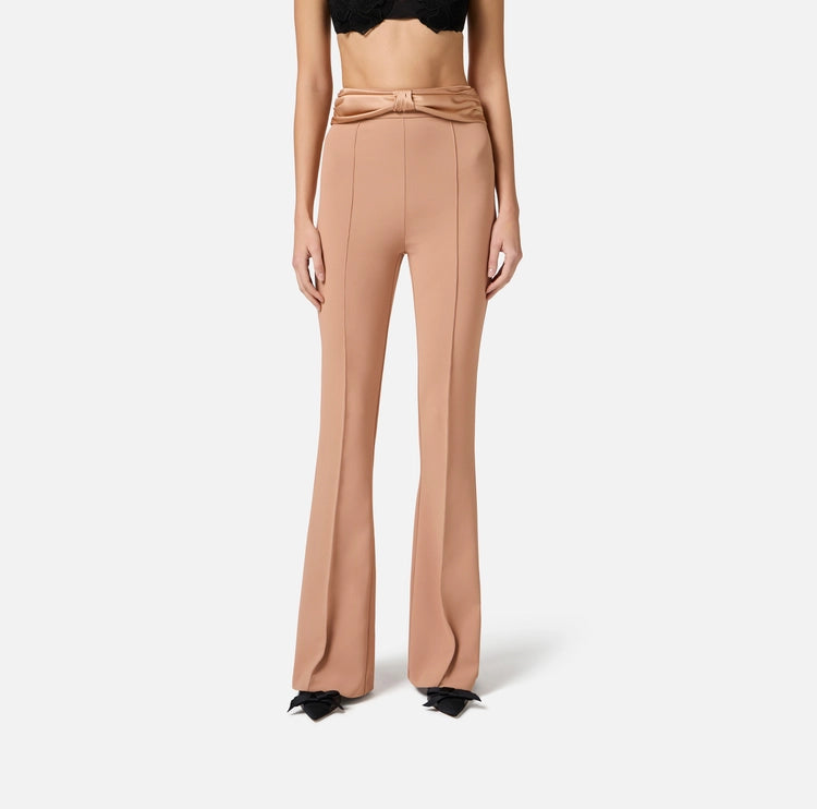 Pantaloni in crêpe con fiocco in raso PA08551E2 Elisabetta Franchi