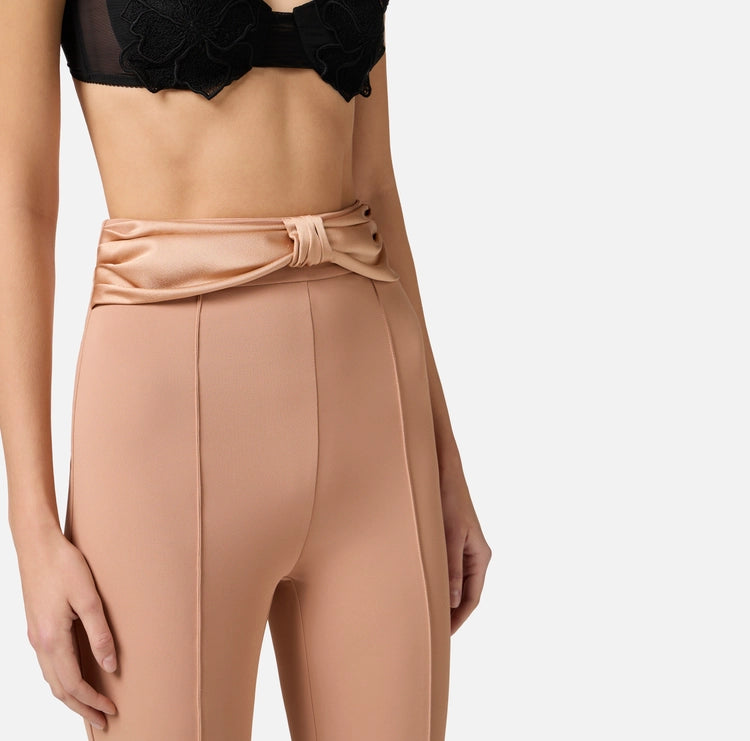 Pantaloni in crêpe con fiocco in raso PA08551E2 Elisabetta Franchi