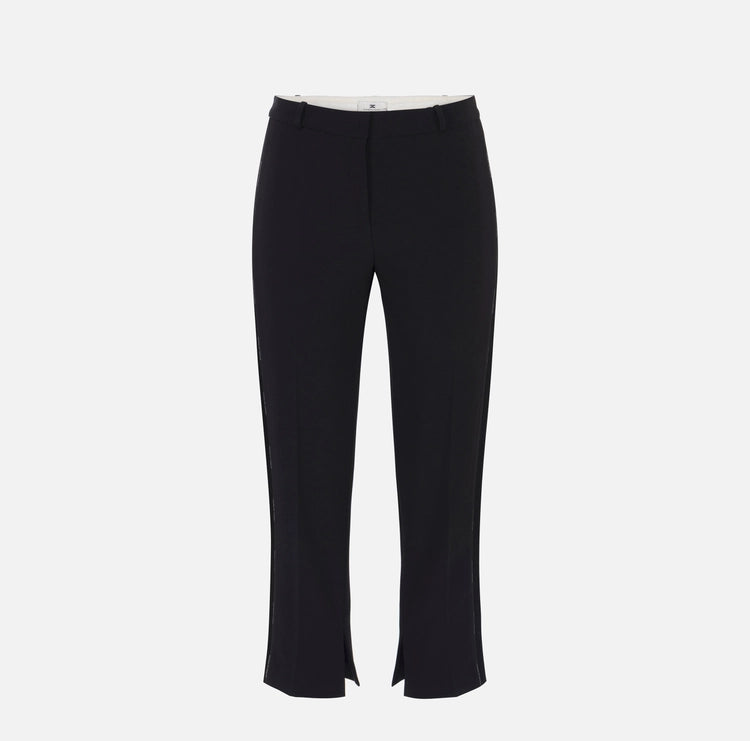 Pantaloni in crêpe leggero con dettagli smoking PA08856E2 Elisabetta Franchi