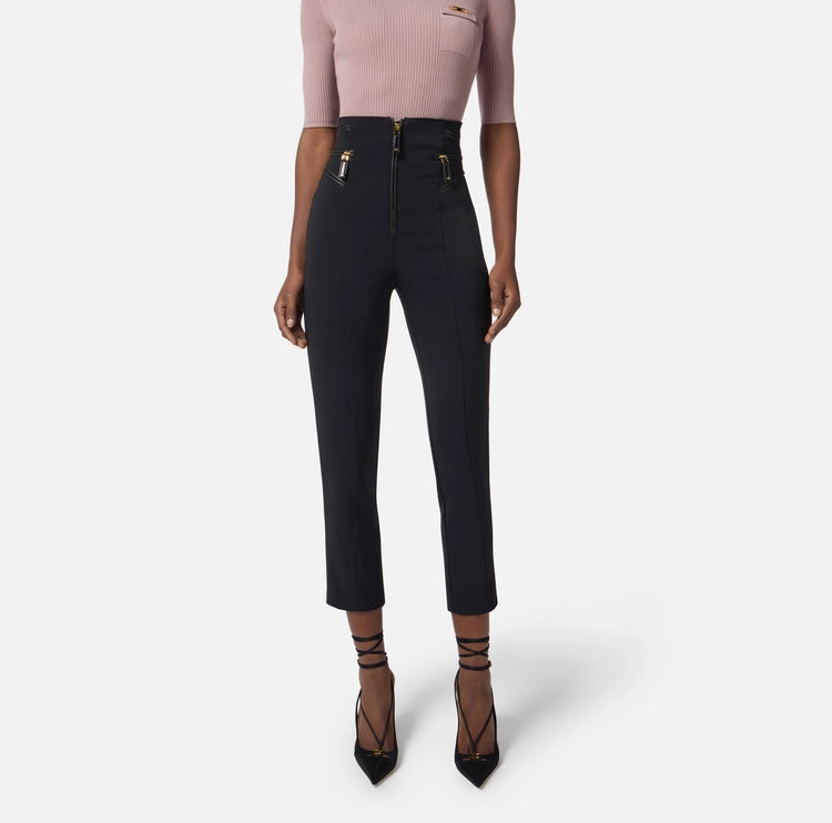 Pantaloni in crêpe con dettagli zip PA11956E2 Elisabetta Franchi