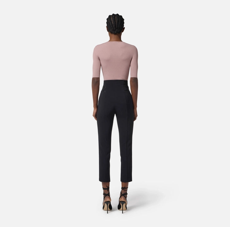 Pantaloni in crêpe con dettagli zip PA11956E2 Elisabetta Franchi