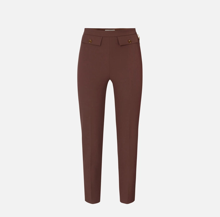 Pantaloni in doppio crêpe coffee PA12056E2 Elisabetta Franchi