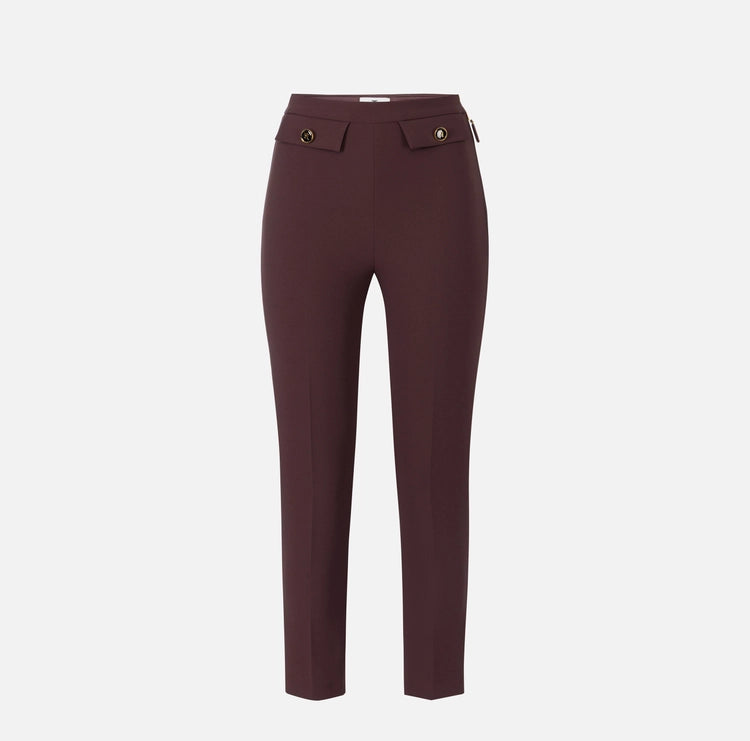 Pantaloni in doppio crêpe merlot PA12056E2 Elisabetta Franchi
