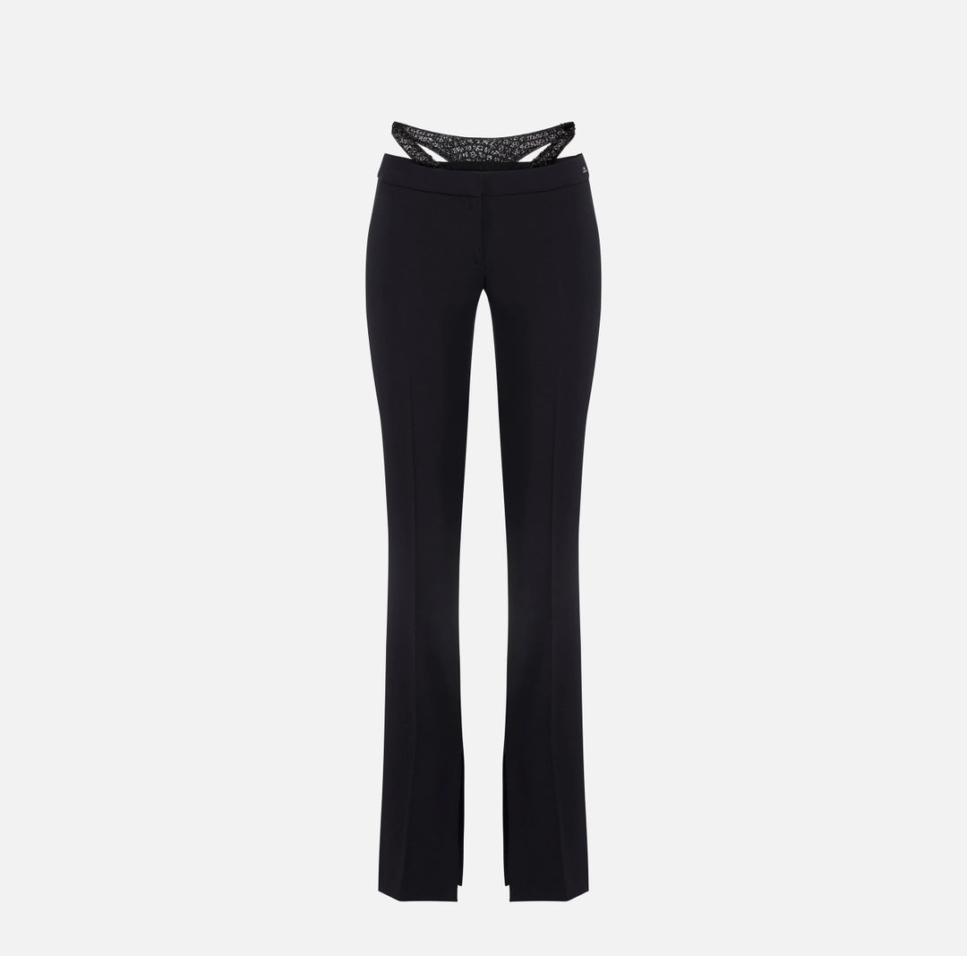 Pantaloni in crêpe leggero con cristalli PA12857E2 Elisabetta Franchi