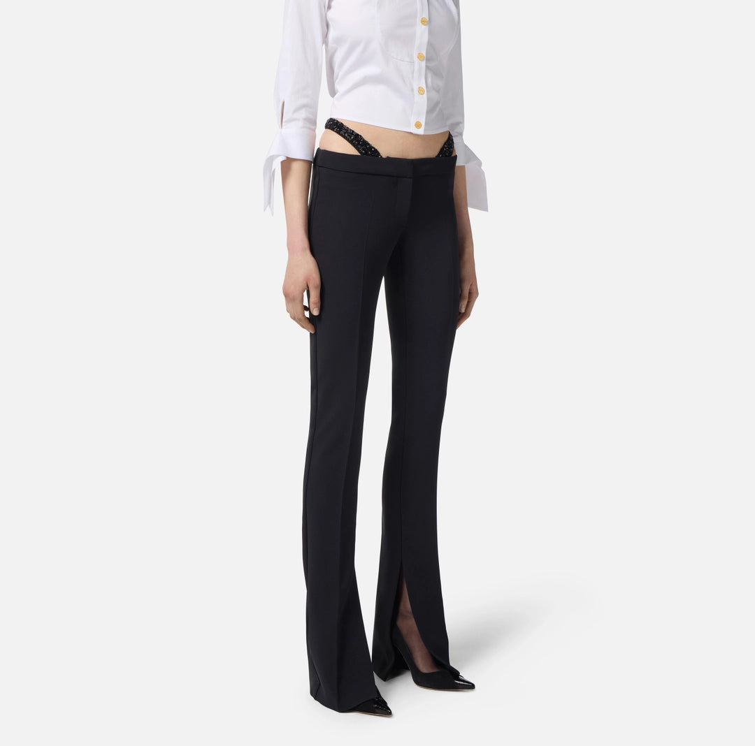 Pantaloni in crêpe leggero con cristalli PA12857E2 Elisabetta Franchi