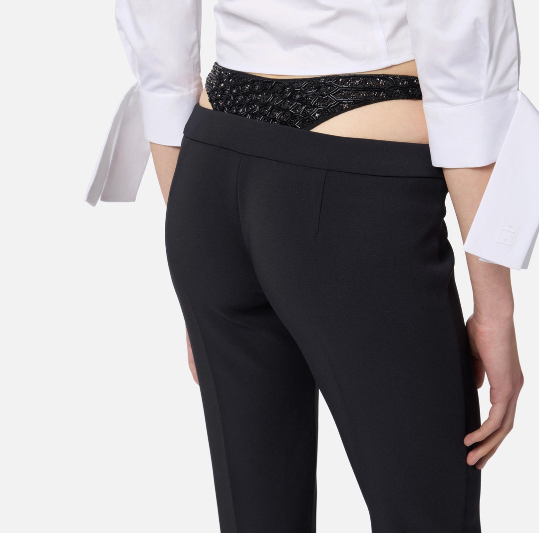 Pantaloni in crêpe leggero con cristalli PA12857E2 Elisabetta Franchi