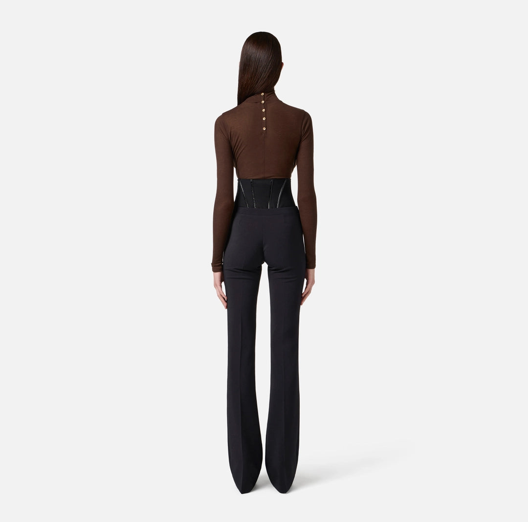Pantaloni in crêpe leggero con ganci gioiello PA13257E2 Elisabetta Franchi