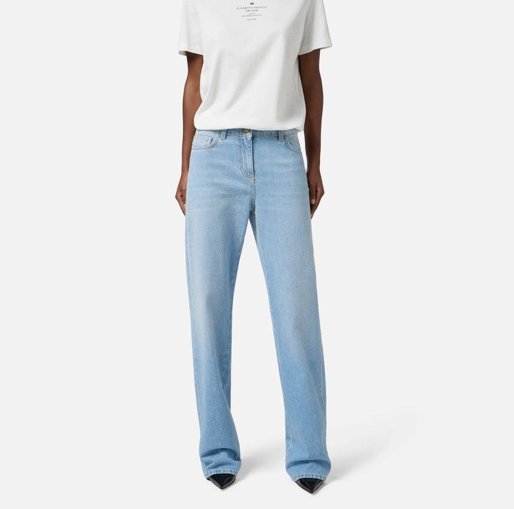 Jeans in denim con strass PJ06N56E2 Elisabetta Franchi