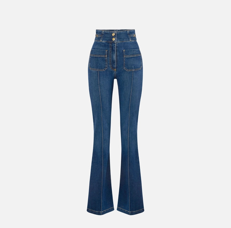 Jeans a zampetta con dettagli logo PJ26D61E2 Elisabetta Franchi