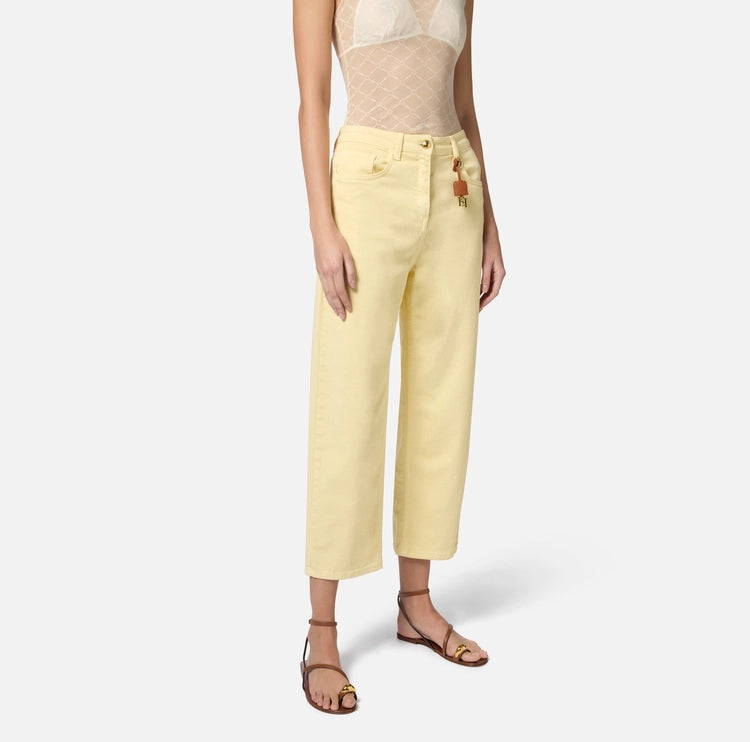 Jeans in cotone tinto con charm logato PJ87D51E2 Elisabetta Franchi