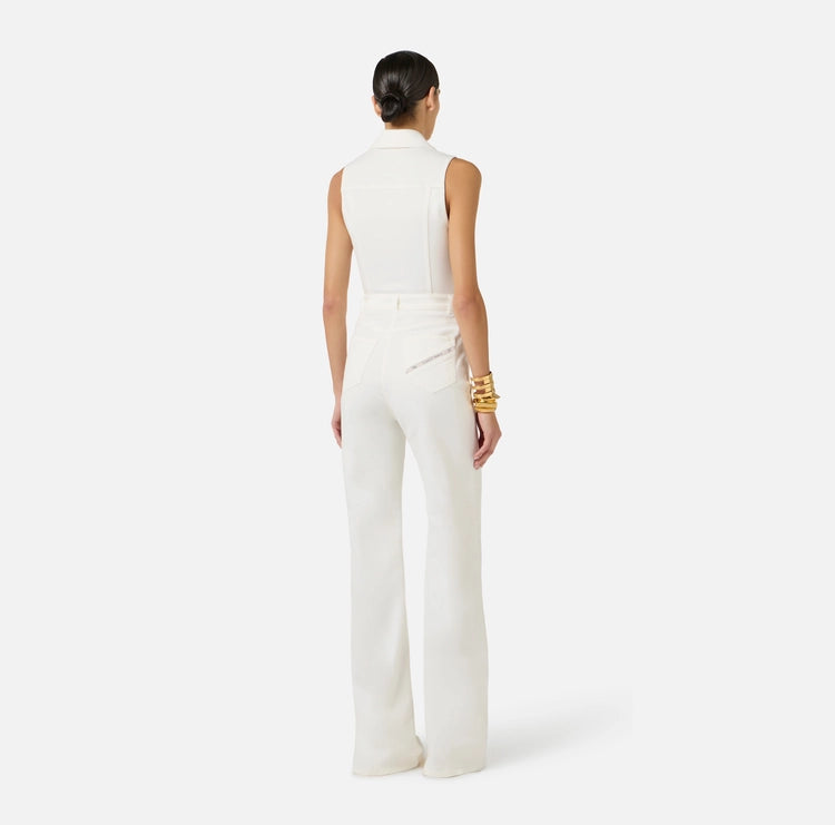 Tuta in denim con dettaglio logo TJ45N61E2 Elisabetta Franchi