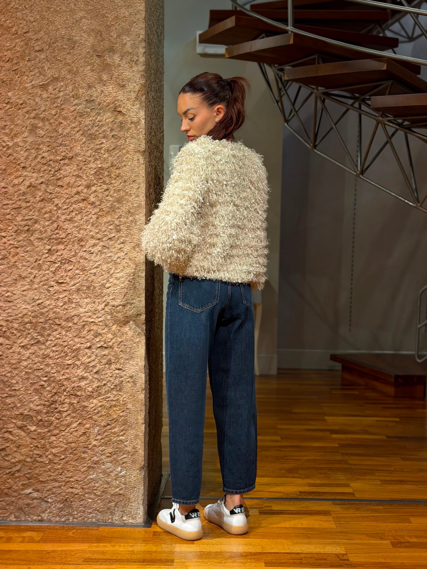 Giacca in maglia effetto pelliccia TwinSet