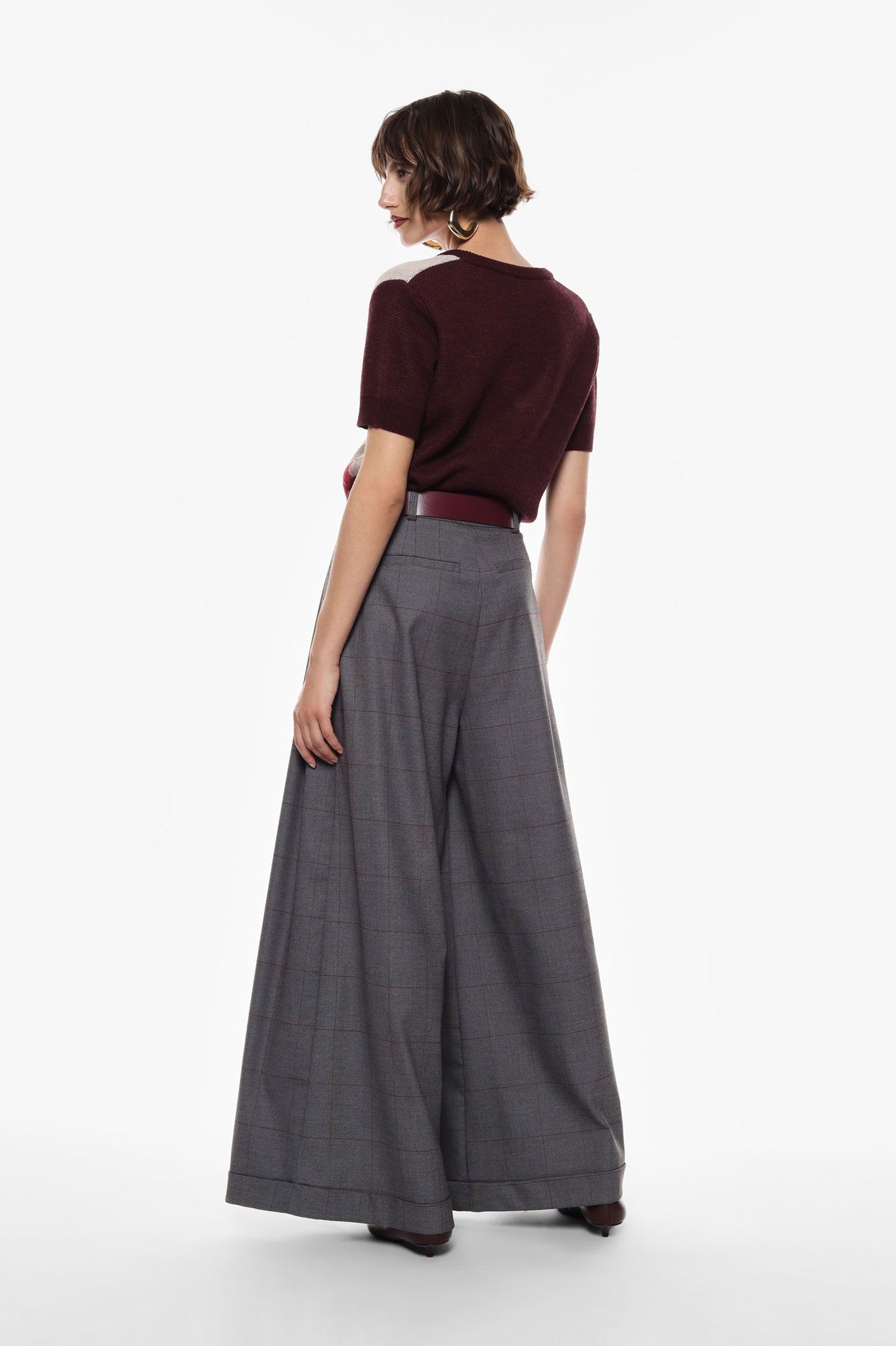 Pantaloni ampi a quadri con cintura Imperial
