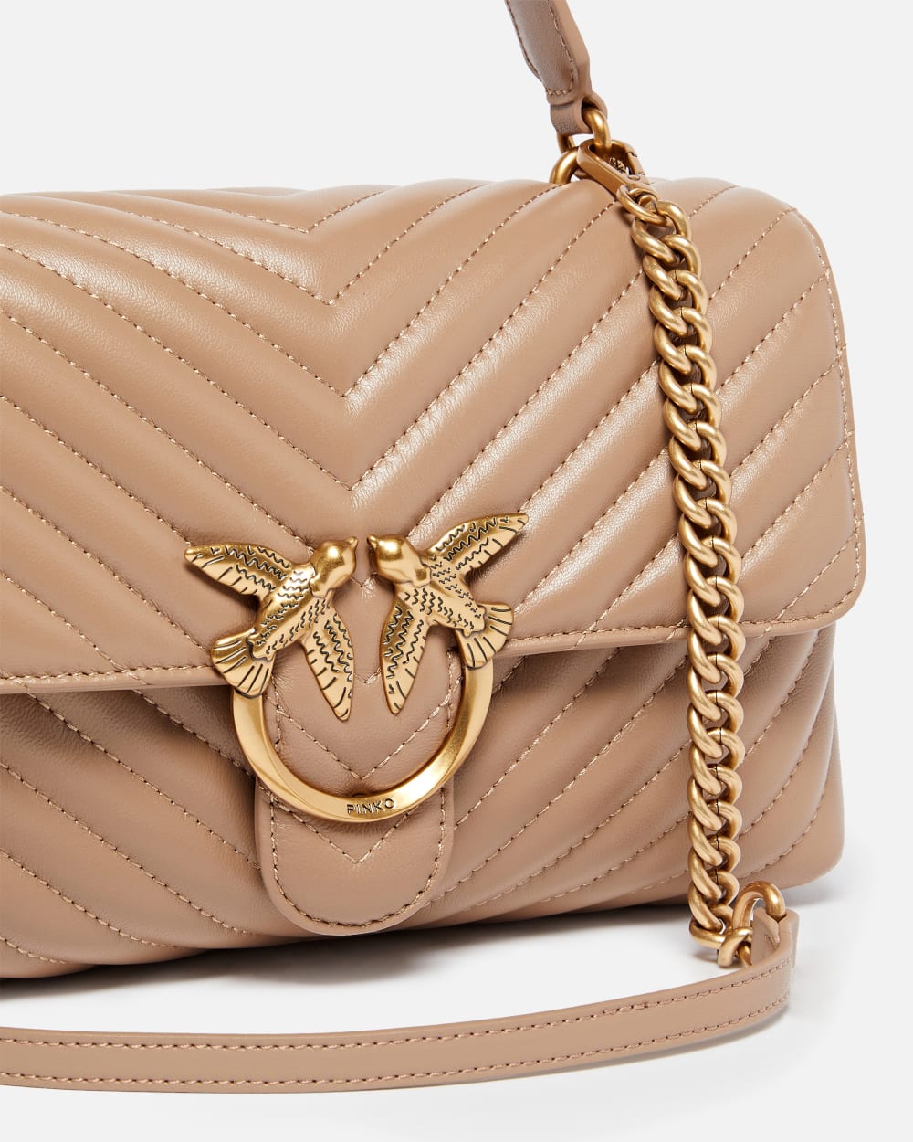 Borsa a mano e tracolla media Love Bag Puff in nappa chevron Pinko
