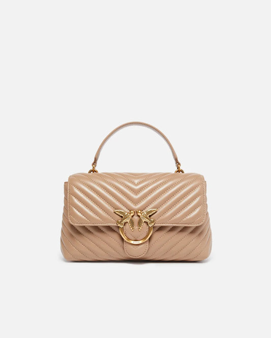 Borsa a mano e tracolla media Love Bag Puff in nappa chevron Pinko