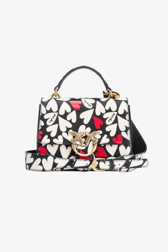 Mini love bag top handle light stampa cuori Pinko