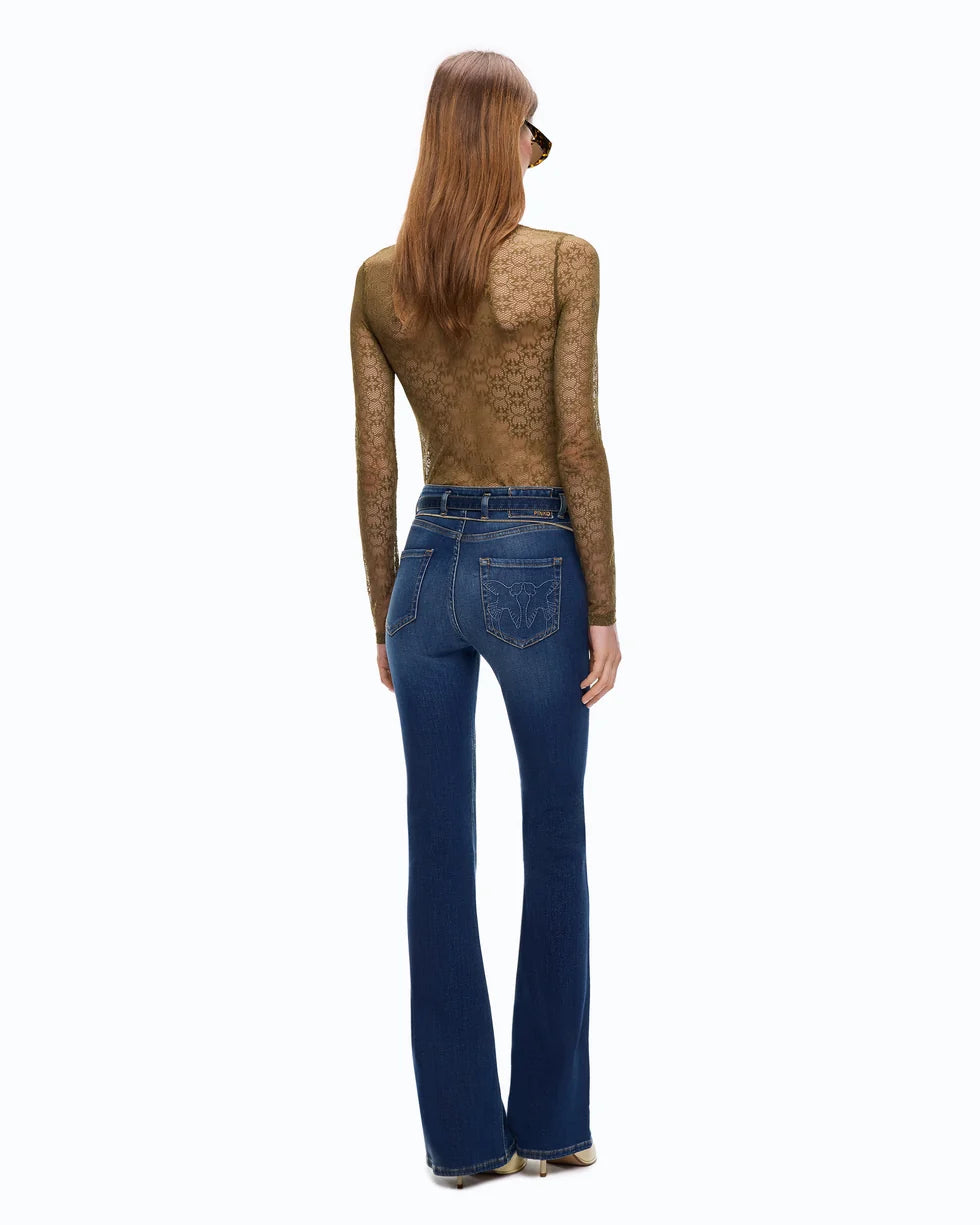 Jeans flared con cintura Pinko