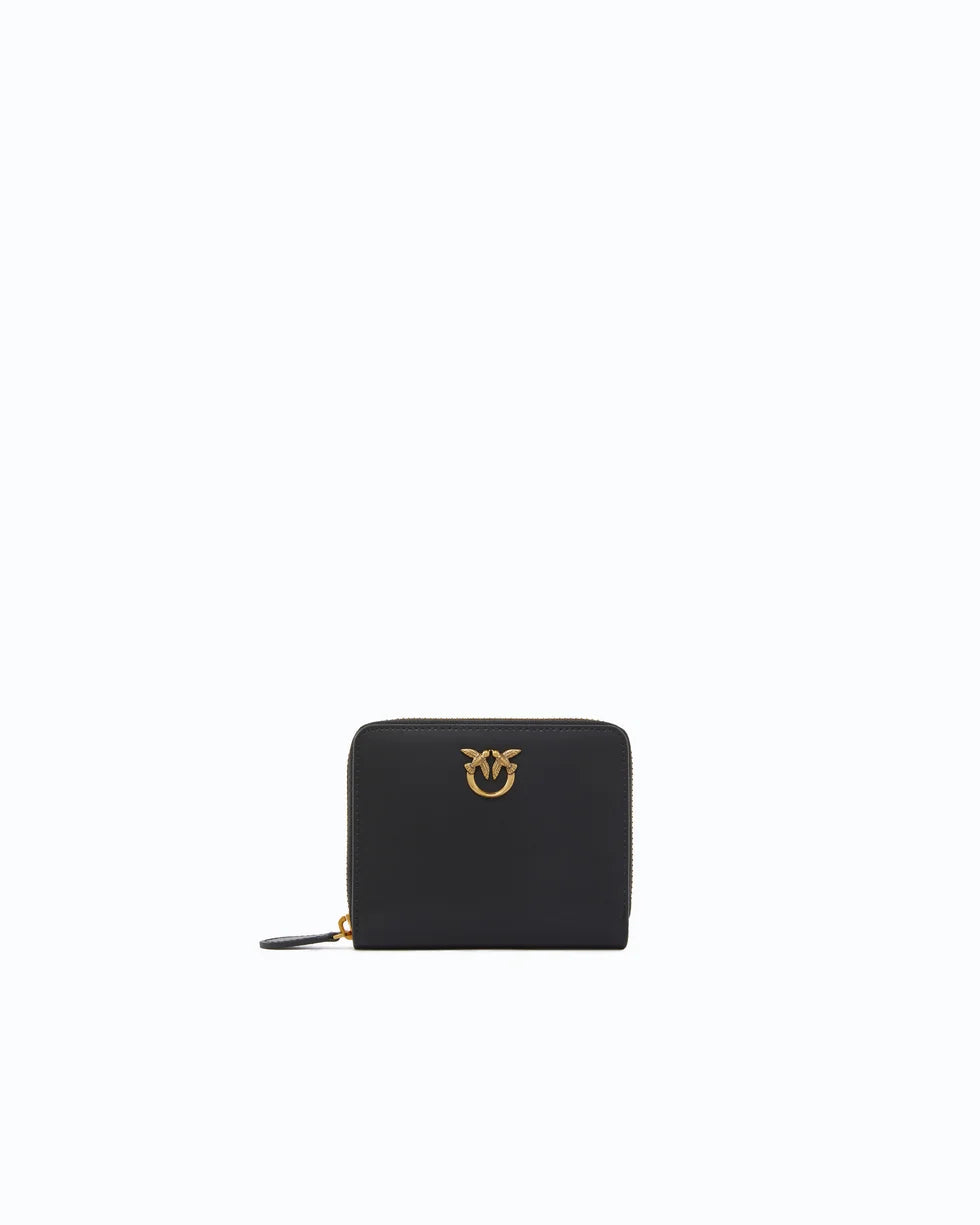 Portafoglio quadrato zip-around in pelle Pinko