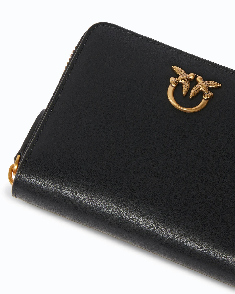 Portafoglio quadrato zip-around in pelle Pinko