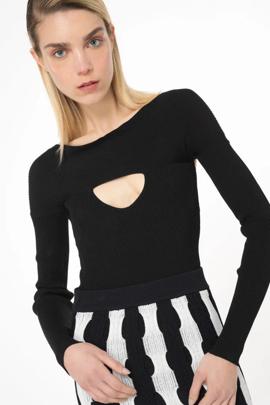 Maglia a costine con cut-out Pinko