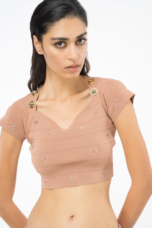 Crop top jacquard love birds Pinko