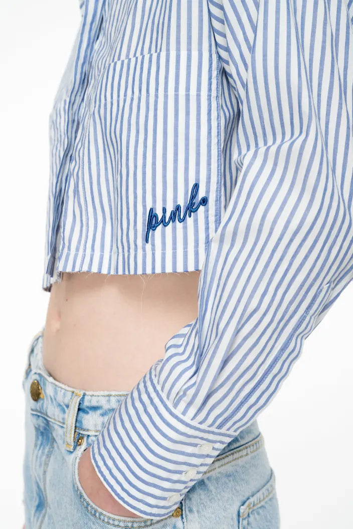 Camicia crop a righe Pinko