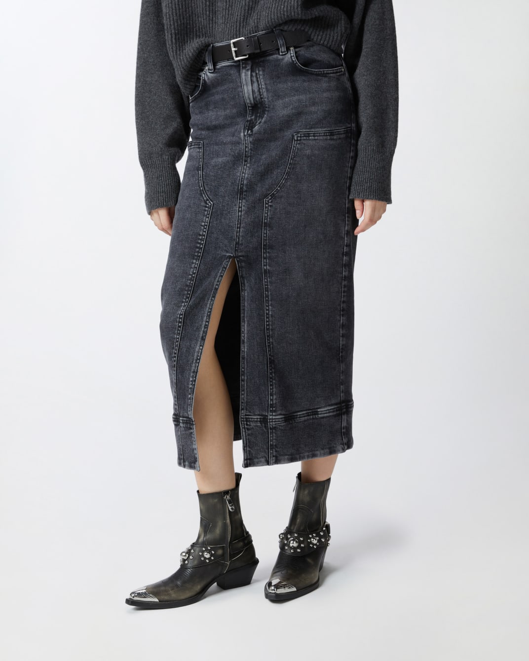 Maxi gonna denim dark grey Pinko