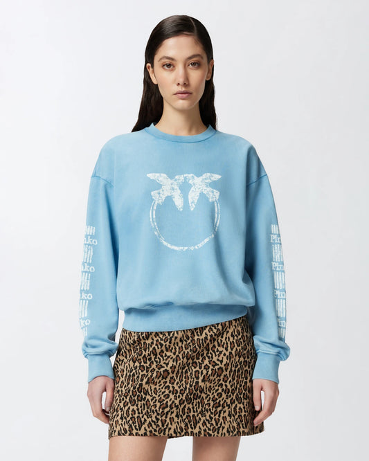 Felpa in cotone con maniche logate Pinko