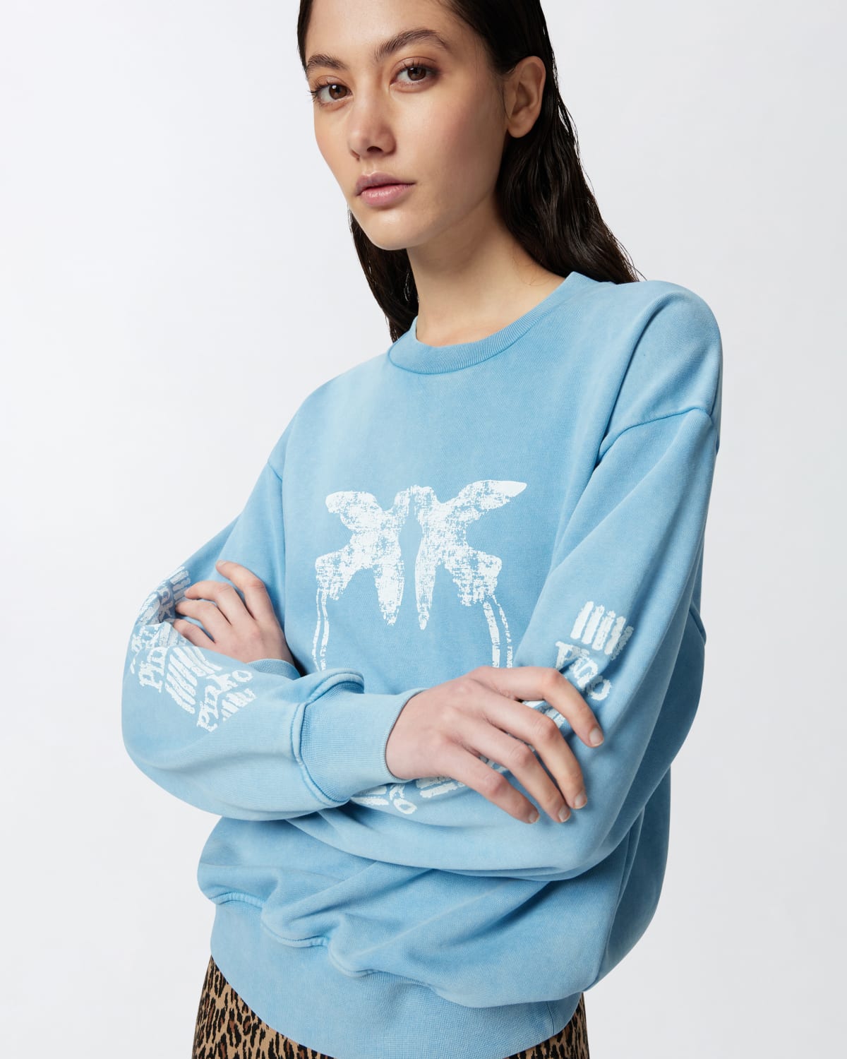 Felpa in cotone con maniche logate Pinko