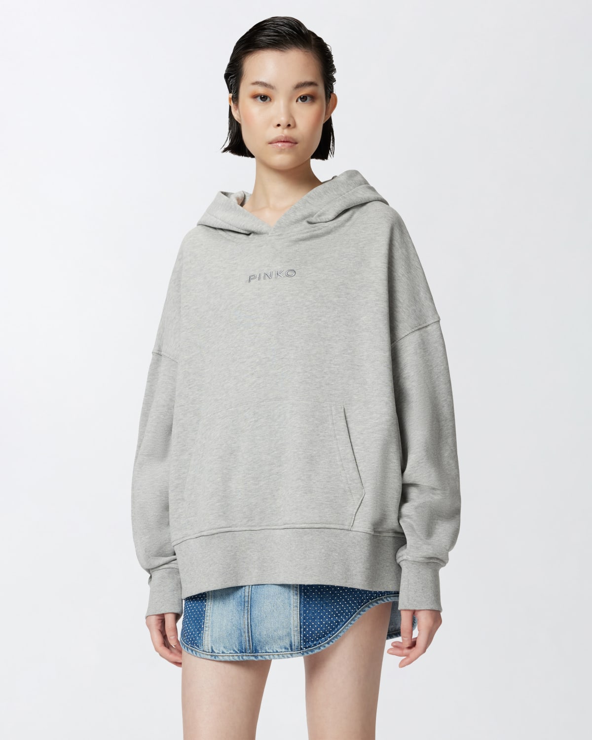 Felpa con cappuccio e ricamo logo Pinko