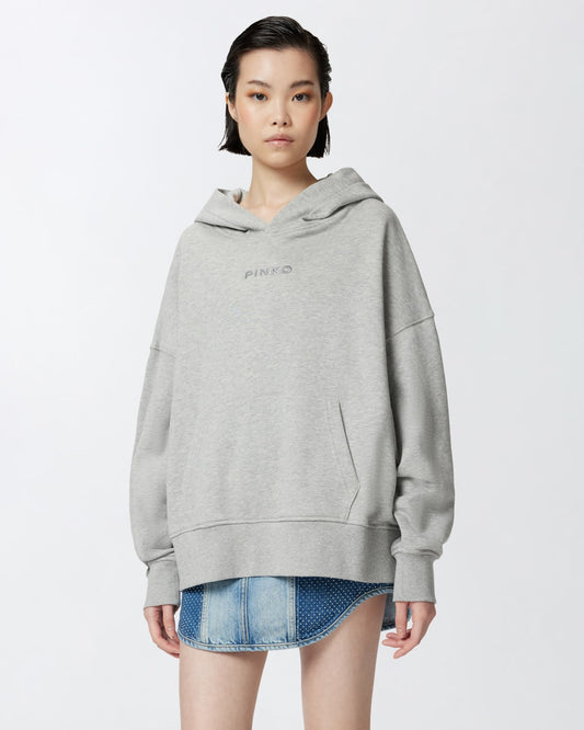 Felpa con cappuccio e ricamo logo Pinko
