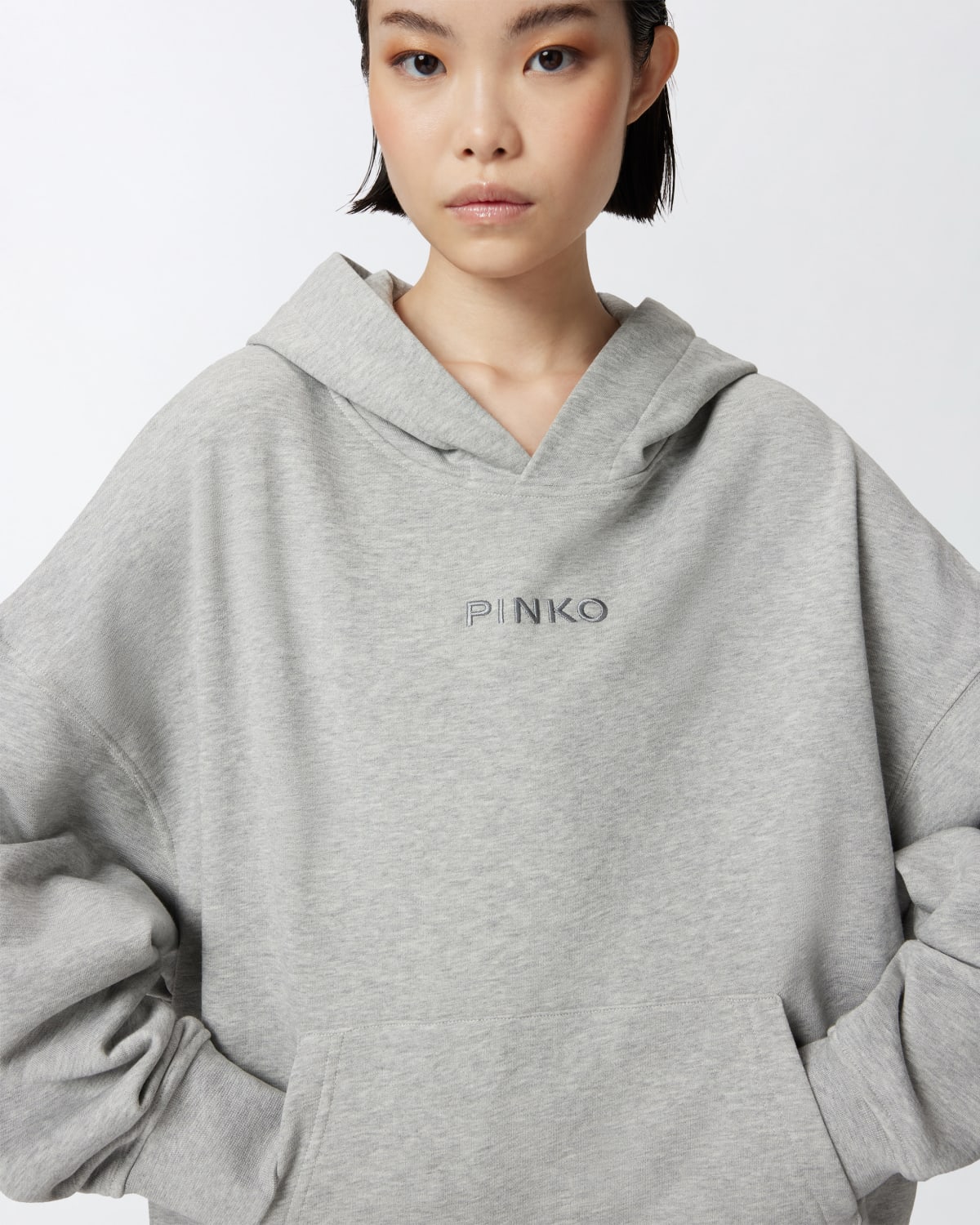 Felpa con cappuccio e ricamo logo Pinko