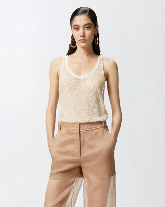 Top canottiera rete paillettes Pinko